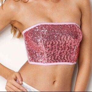 NWOT Victorias Secret Sequin Pink Strapless Bralette Corset L